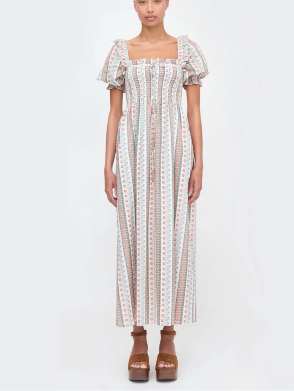 Hill House Scarlett Nap Maxi dress Cosmos Floral Stripe Size XS